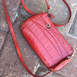 Brighton red leather mini crossover bag